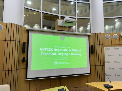 On 26-28 November 2023, ICBA hosted an international training course on UNFCCC negotiations skills and technical language for around 75 women from different countries in collaboration with the Women's Environment and Development Organization.